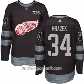 Män Ishockey Detroit Red Wings Tröja Petr Mrazek 34 1917-2017 100th Anniversary Adidas Svart Authentic